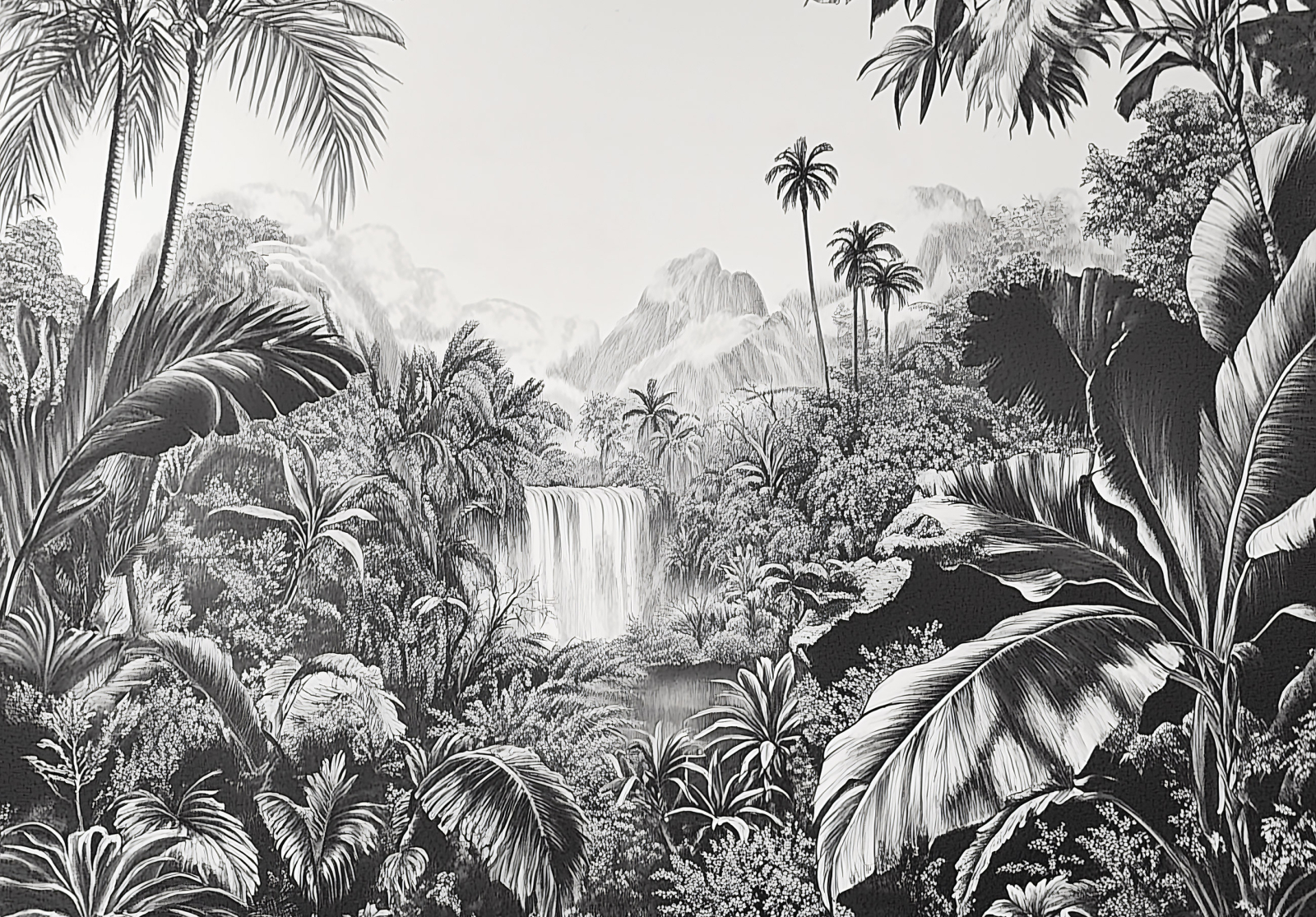 Фототапет с тропическа джунгла и водопад